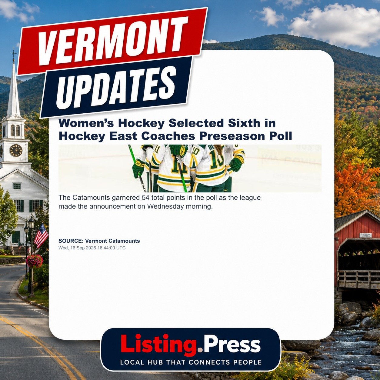 Women’s Hockey Selected Sixth in Hockey East Coaches Preseason Poll