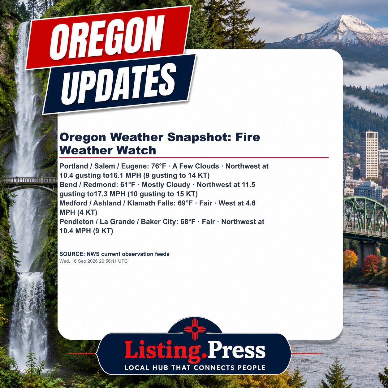 Oregon Weather Snapshot: Fire Weather Watch