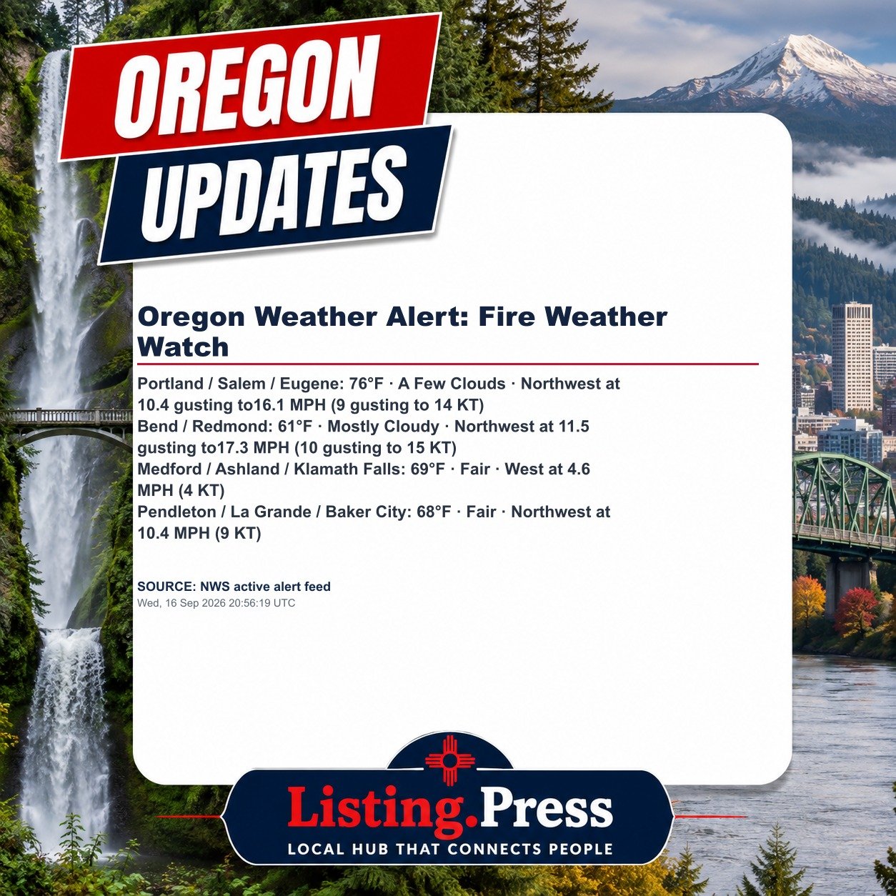 Oregon Weather Alert: Fire Weather Watch