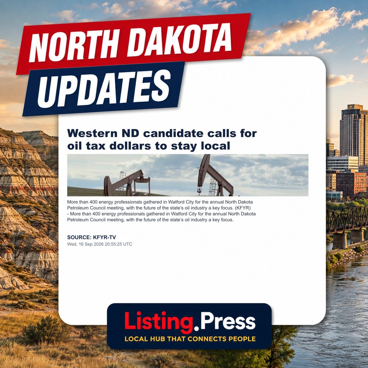 Western ND candidate calls for oil tax dollars to stay local
