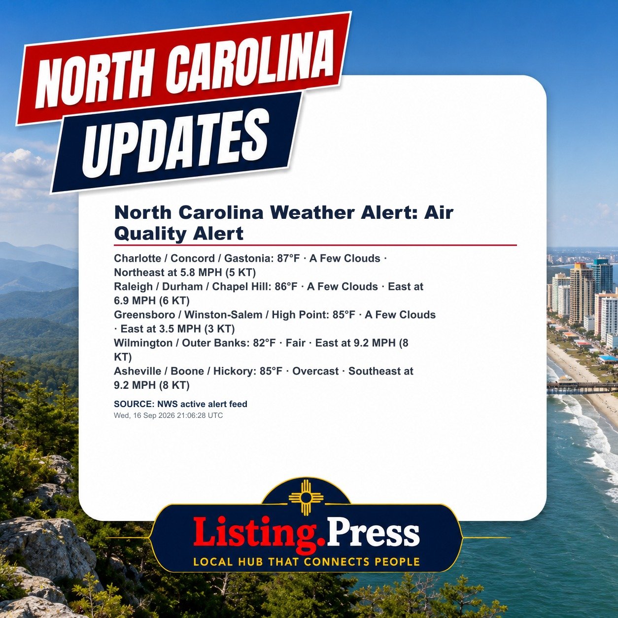 North Carolina Weather Alert: Air Quality Alert