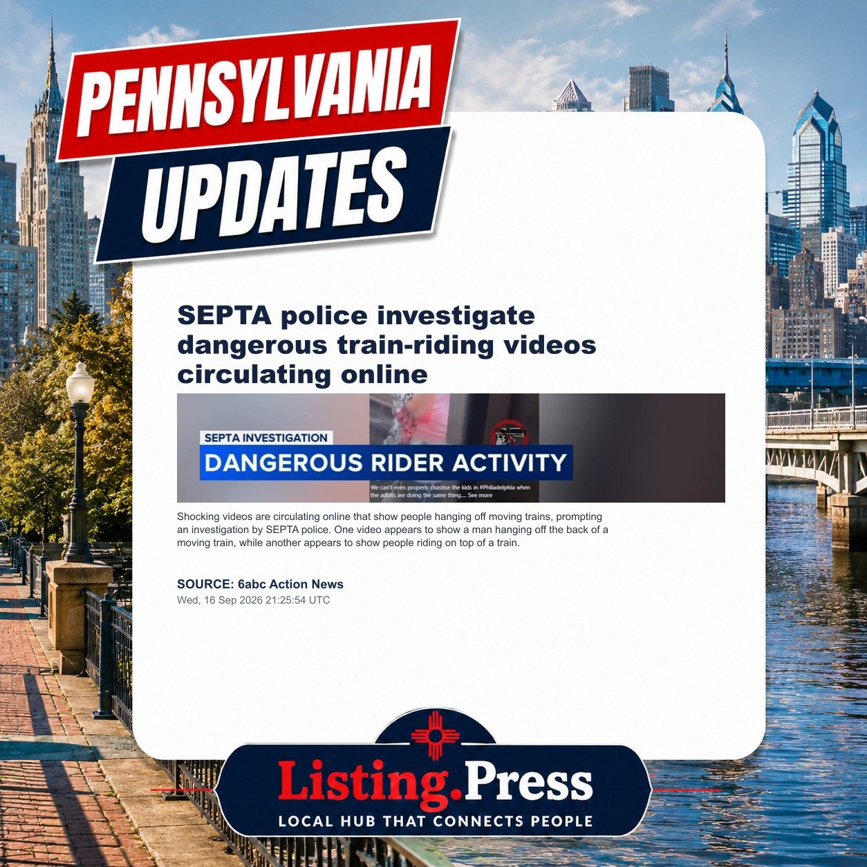 SEPTA police investigate dangerous train-riding videos circulating online