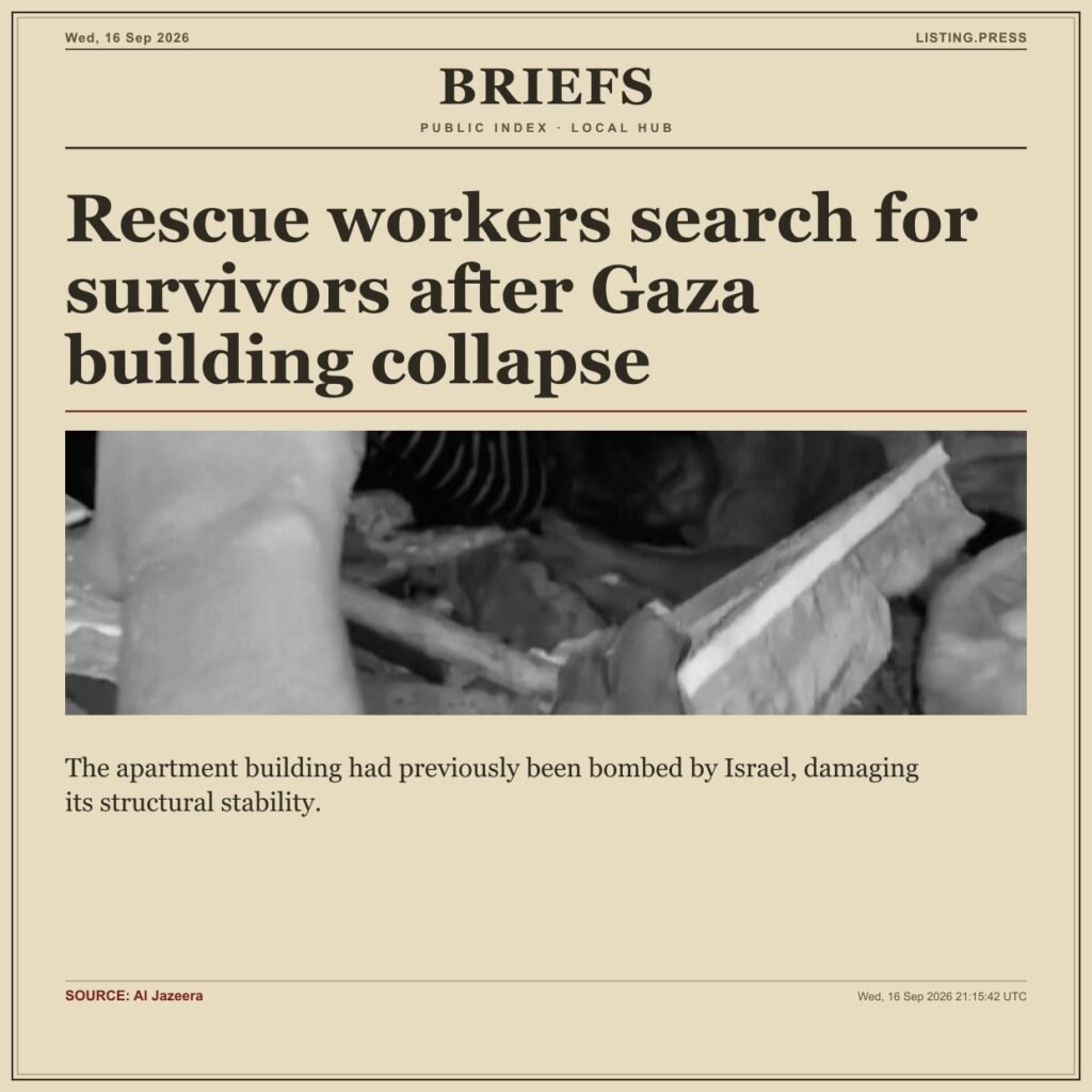 Rescue workers search for survivors after Gaza building collapse