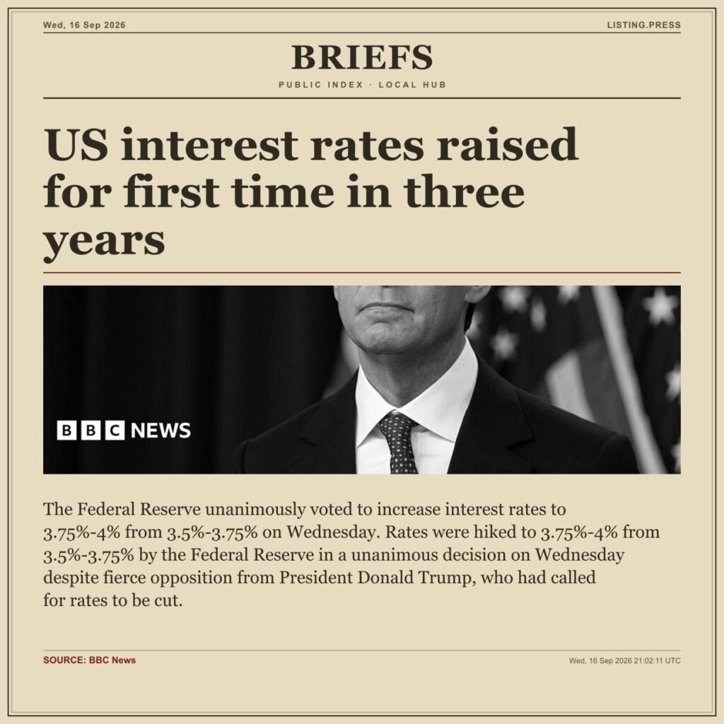 US interest rates raised for first time in three years
