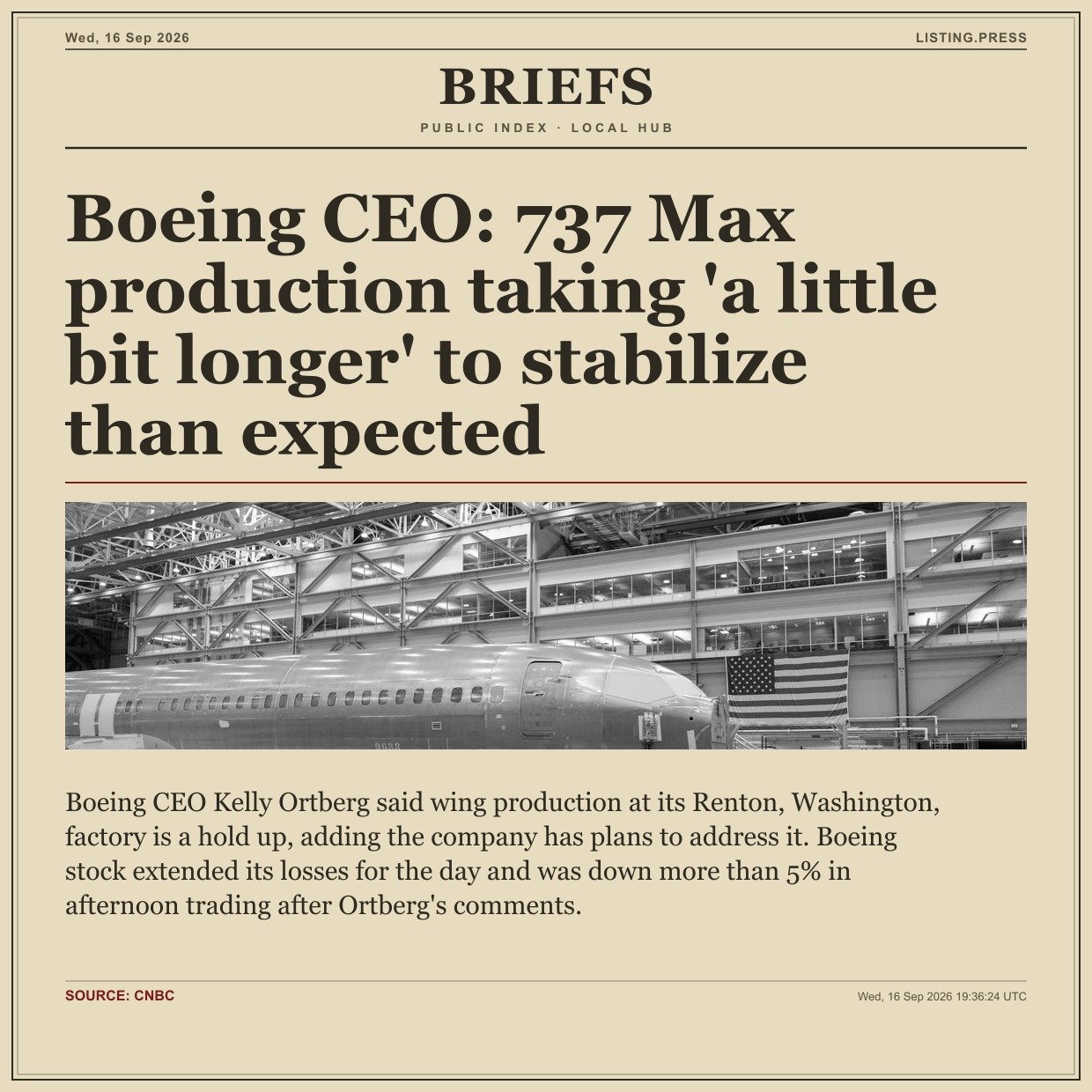 Boeing CEO: 737 Max production taking 'a little bit longer' to stabilize than expected
