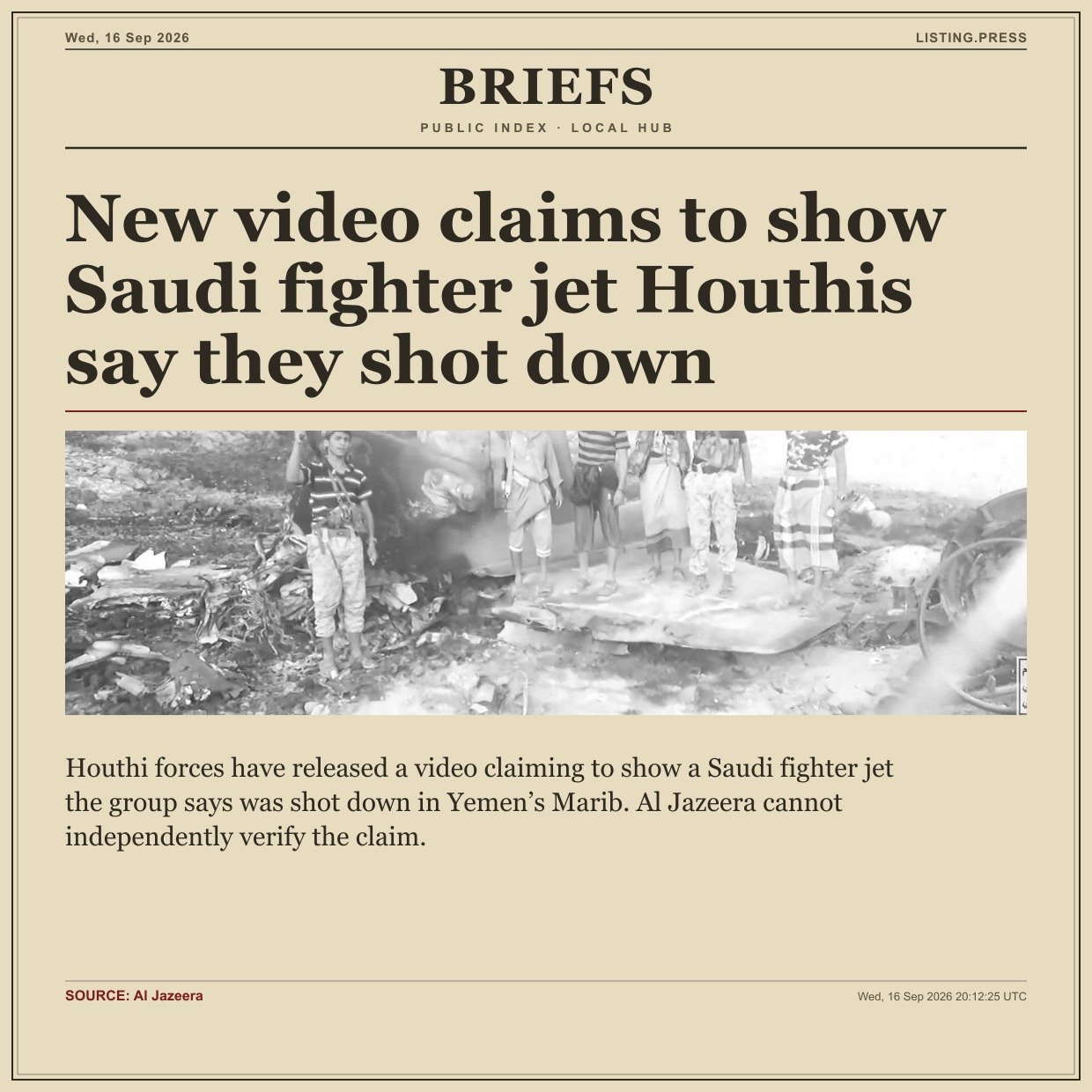 New video claims to show Saudi fighter jet Houthis say they shot down