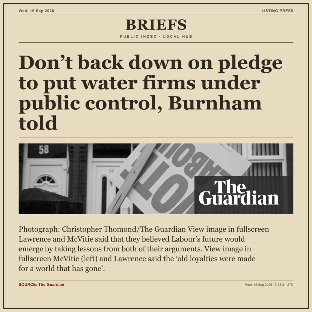 Don’t back down on pledge to put water firms under public control, Burnham told