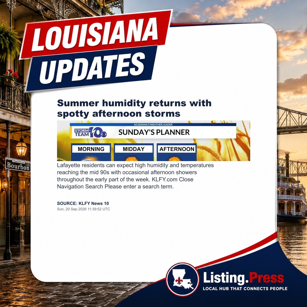 Summer humidity returns with spotty afternoon storms