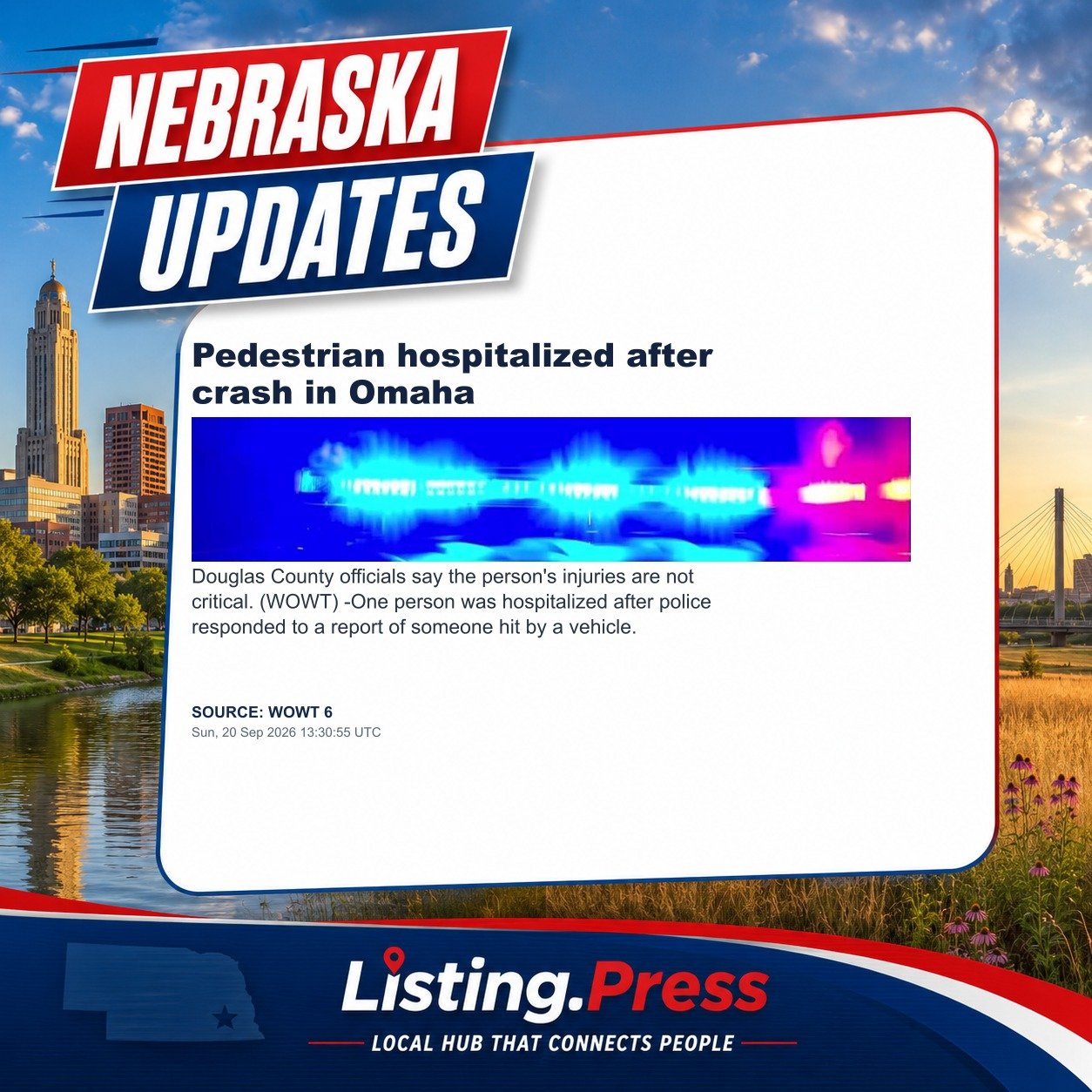 Pedestrian hospitalized after crash in Omaha