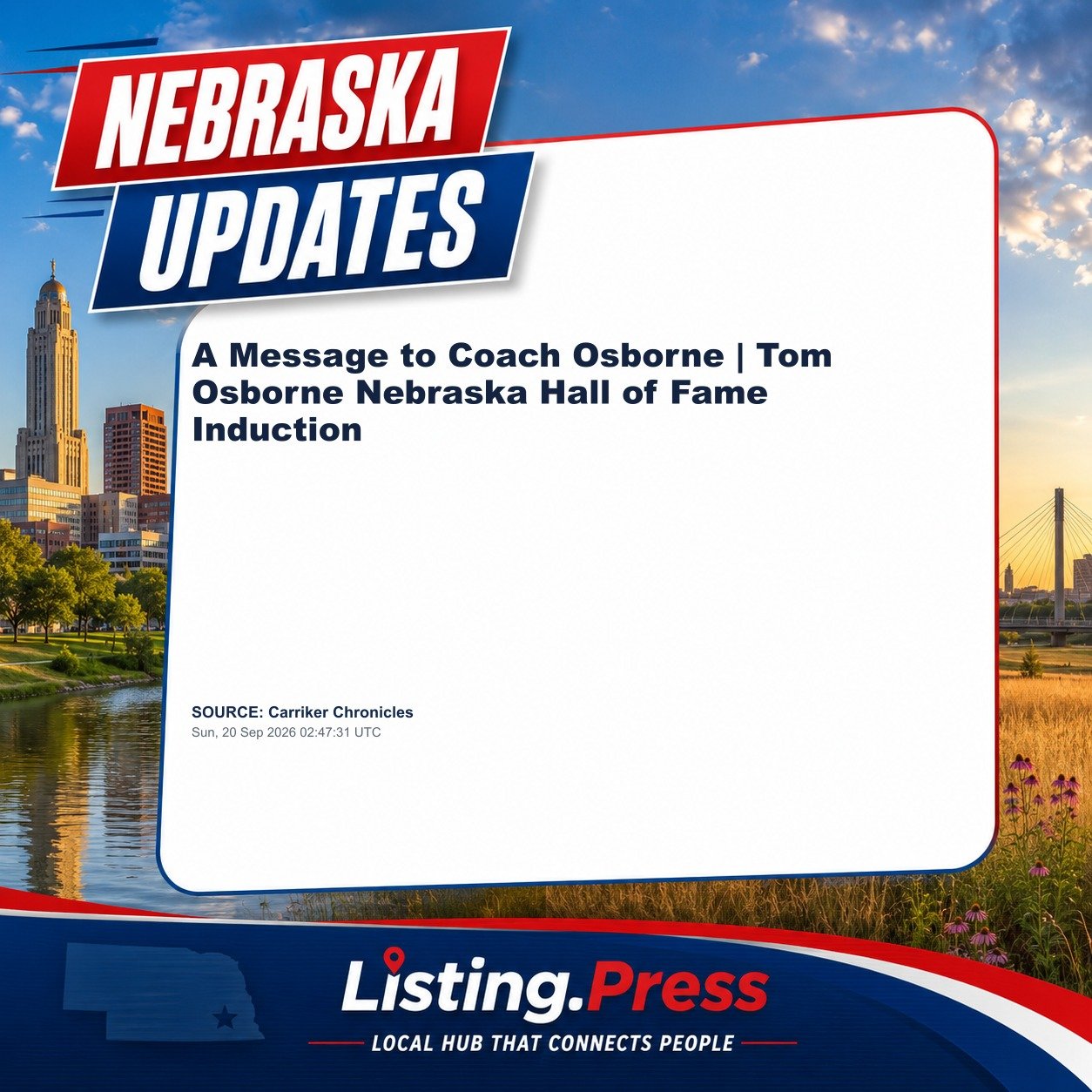 A Message to Coach Osborne | Tom Osborne Nebraska Hall of Fame Induction