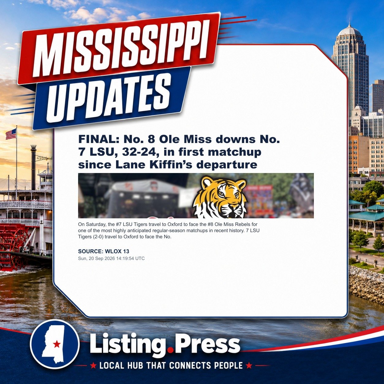 FINAL: No. 8 Ole Miss downs No. 7 LSU, 32-24, in first matchup since Lane Kiffin’s departure