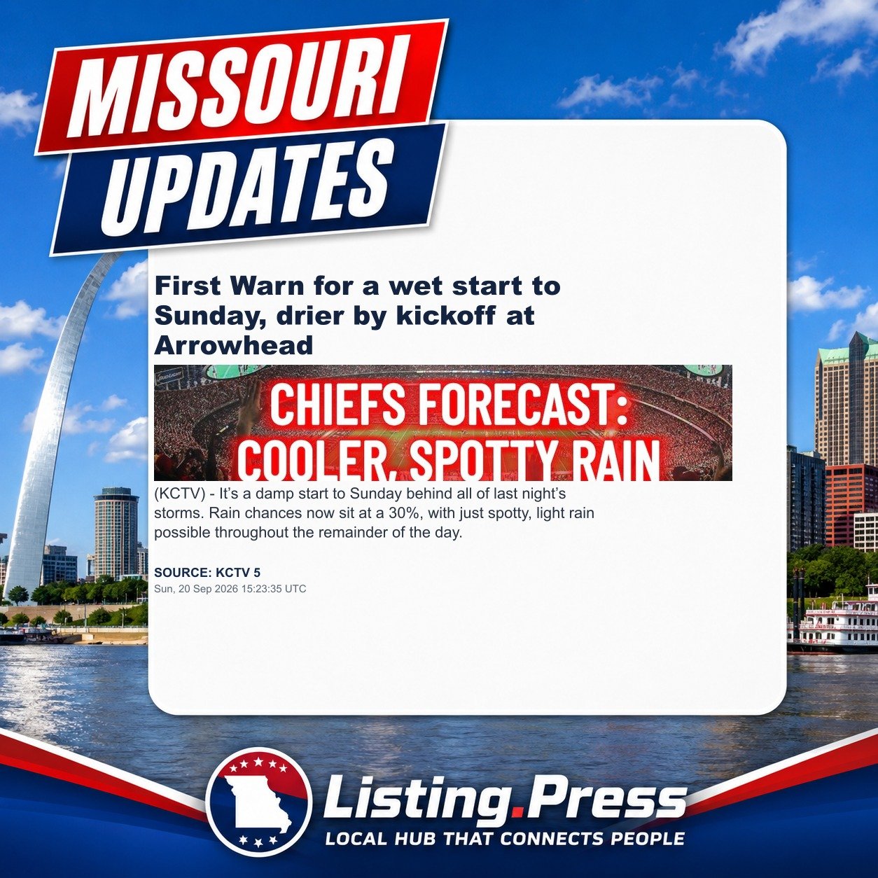First Warn for a wet start to Sunday, drier by kickoff at Arrowhead