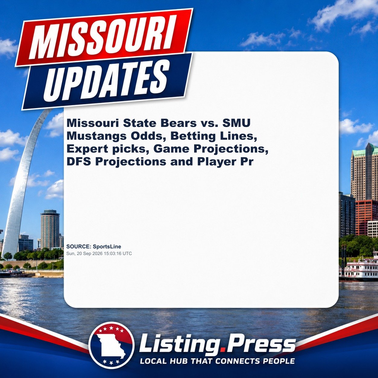 Missouri State Bears vs. SMU Mustangs Odds, Betting Lines, Expert picks, Game Projections, DFS Projections and Player Pr