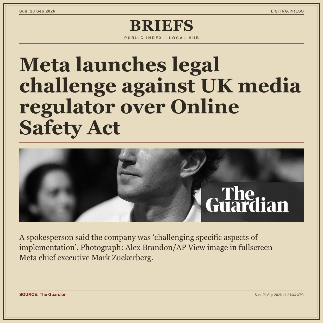 Meta launches legal challenge against UK media regulator over Online Safety Act