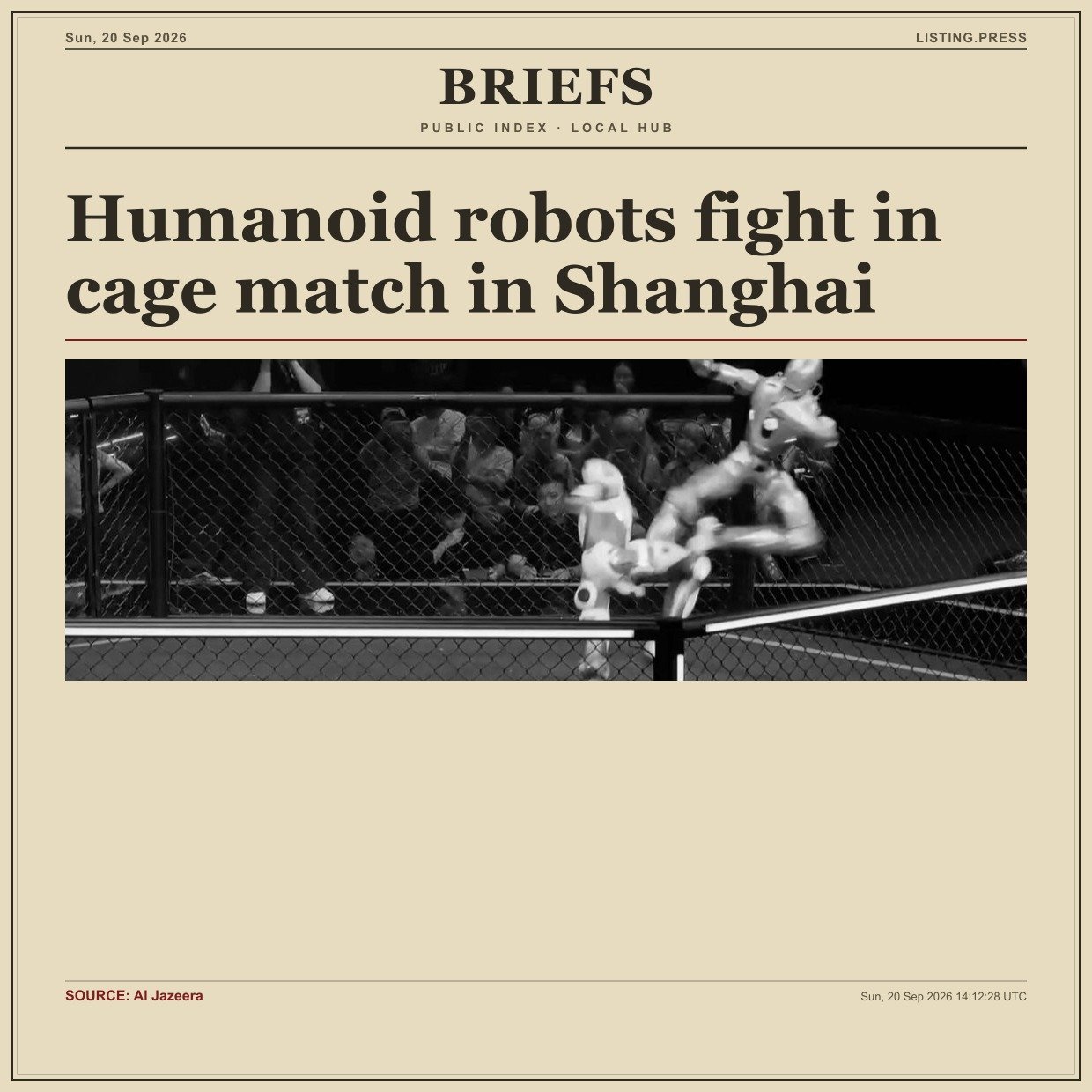 Humanoid robots fight in cage match in Shanghai