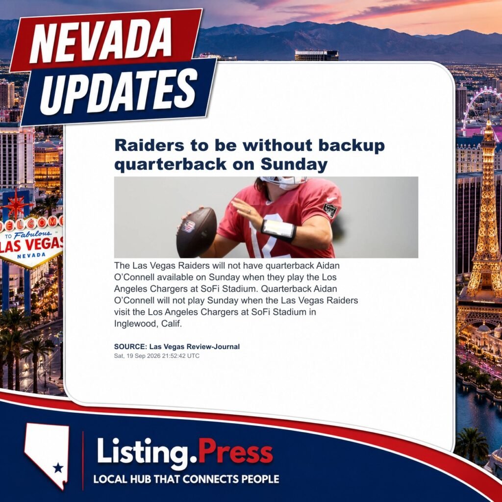 Raiders to be without backup quarterback on Sunday