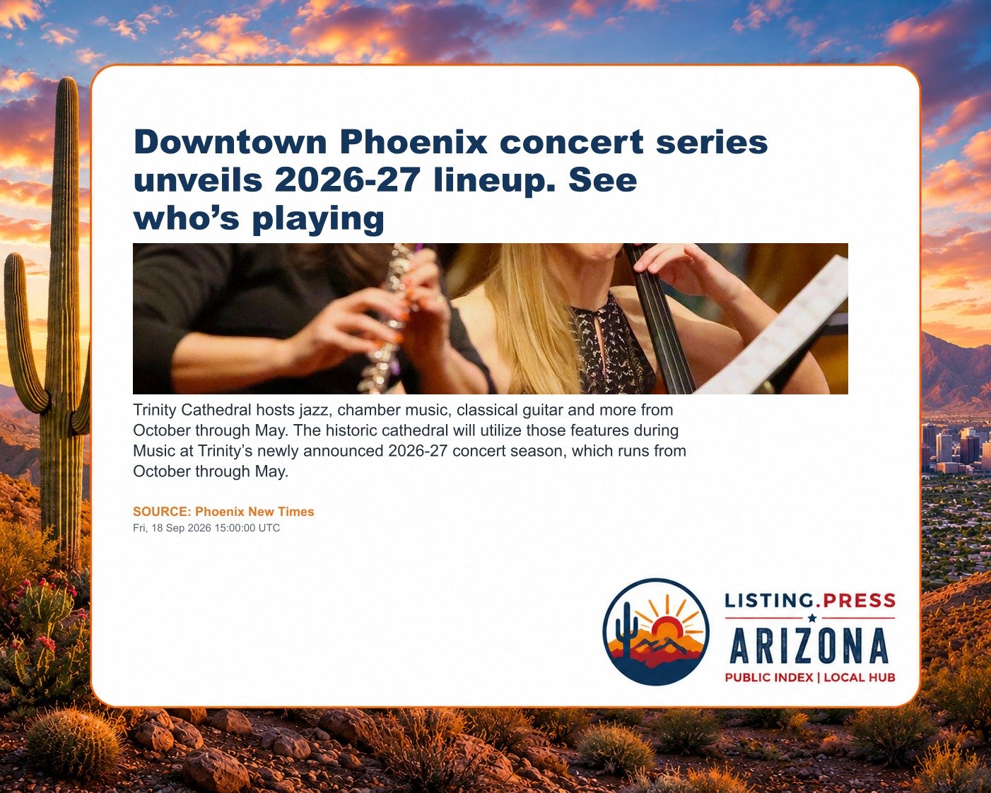 Downtown Phoenix concert series unveils 2026-27 lineup. See who’s playing