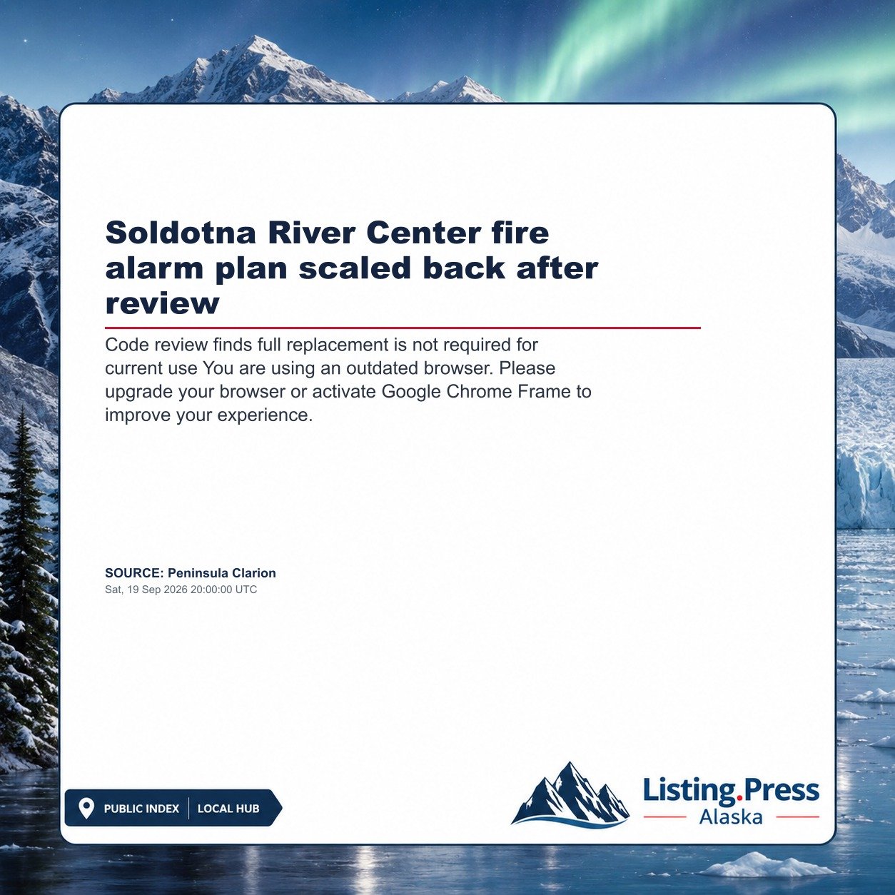 Soldotna River Center fire alarm plan scaled back after review