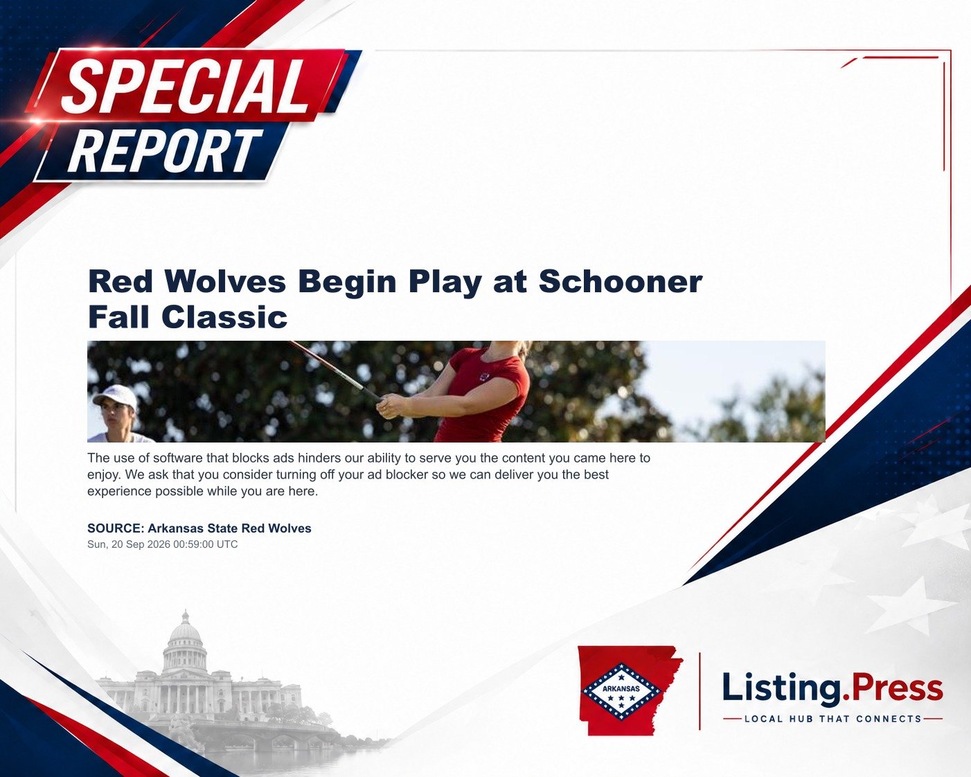 Red Wolves Begin Play at Schooner Fall Classic