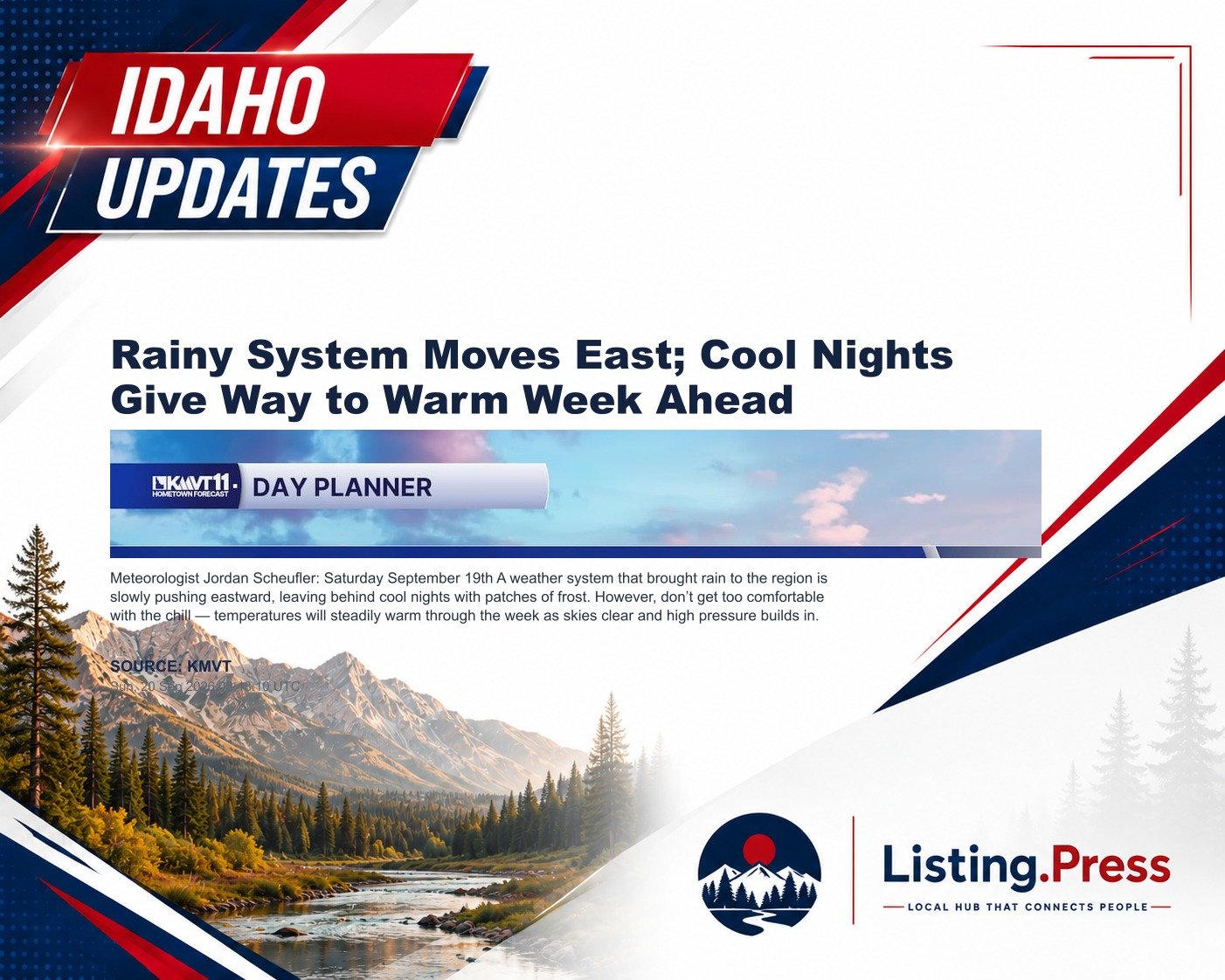 Rainy System Moves East; Cool Nights Give Way to Warm Week Ahead