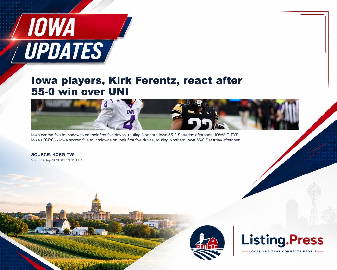 Iowa players, Kirk Ferentz, react after 55-0 win over UNI