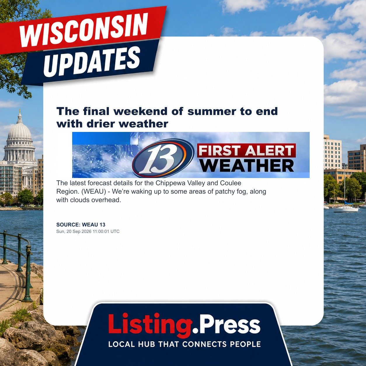 The final weekend of summer to end with drier weather