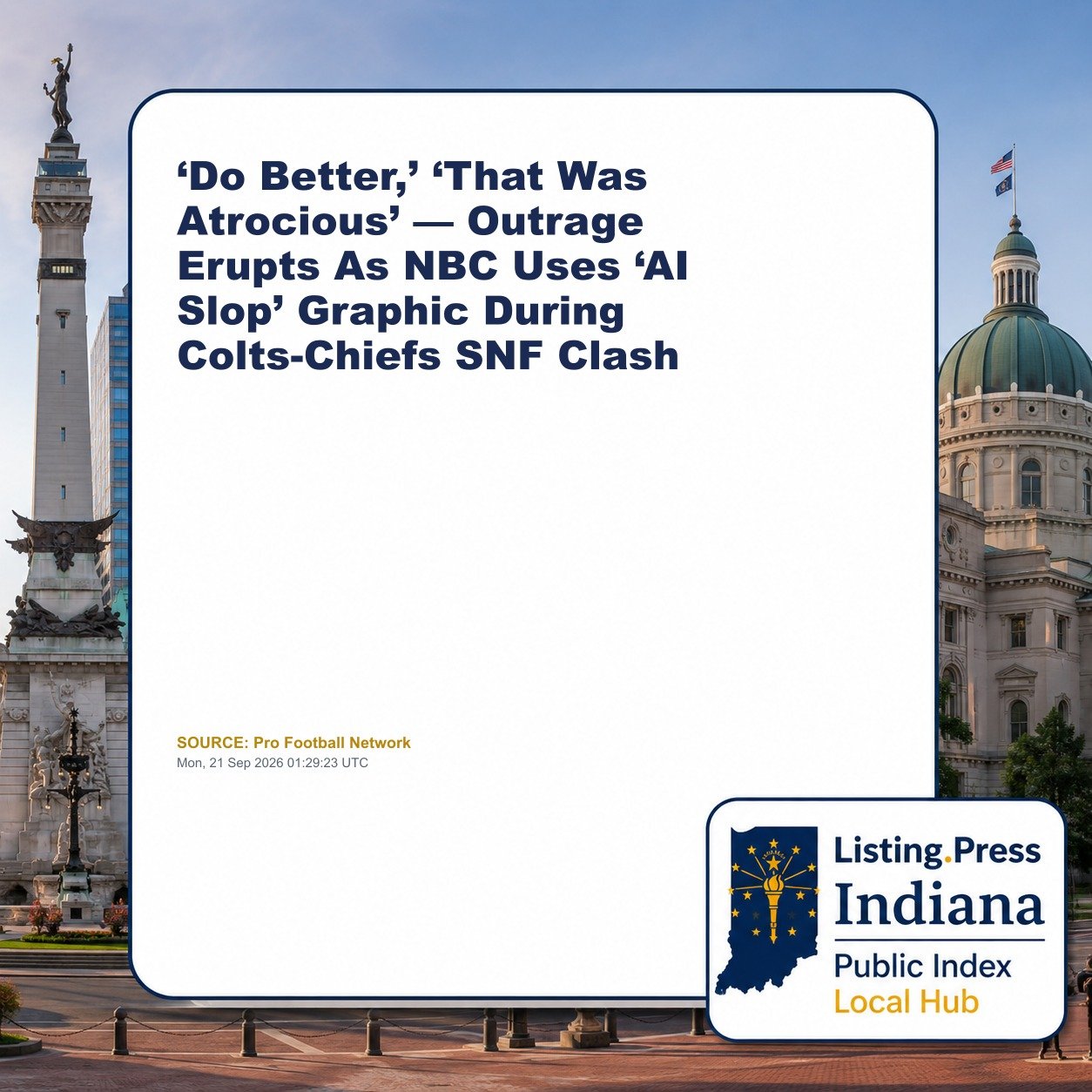 ‘Do Better,’ ‘That Was Atrocious’ — Outrage Erupts As NBC Uses ‘AI Slop’ Graphic During Colts-Chiefs SNF Clash
