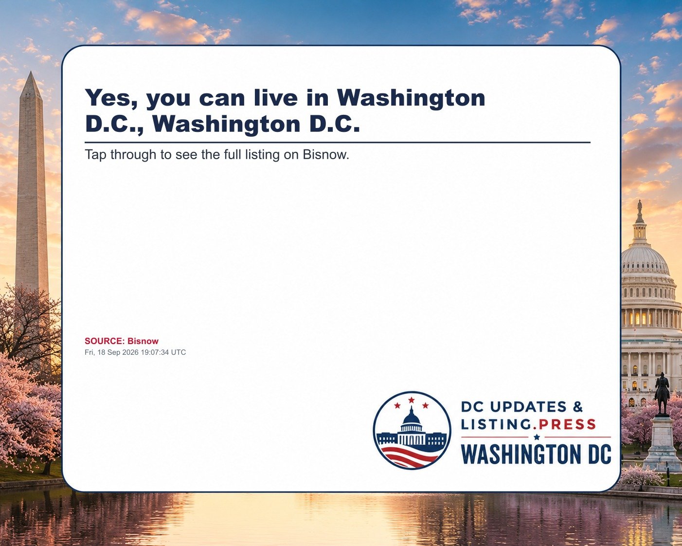 Yes, you can live in Washington D.C., Washington D.C.