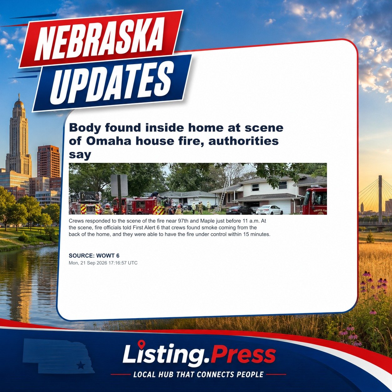 Body found inside home at scene of Omaha house fire, authorities say