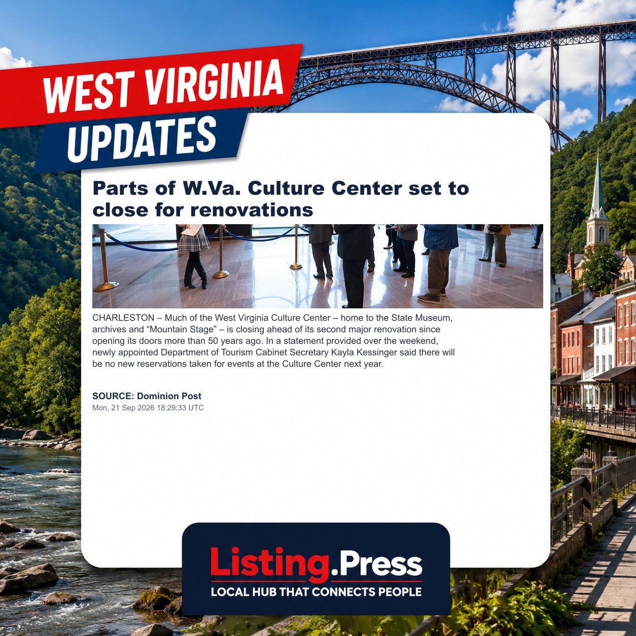 Parts of W.Va. Culture Center set to close for renovations