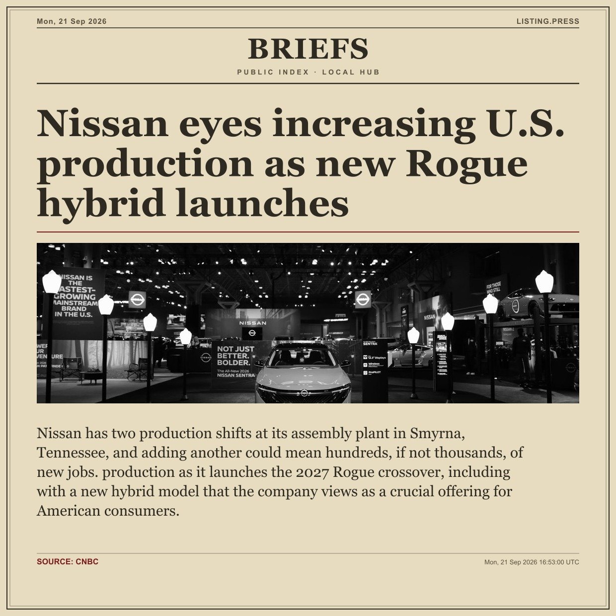 Nissan eyes increasing U.S. production as new Rogue hybrid launches