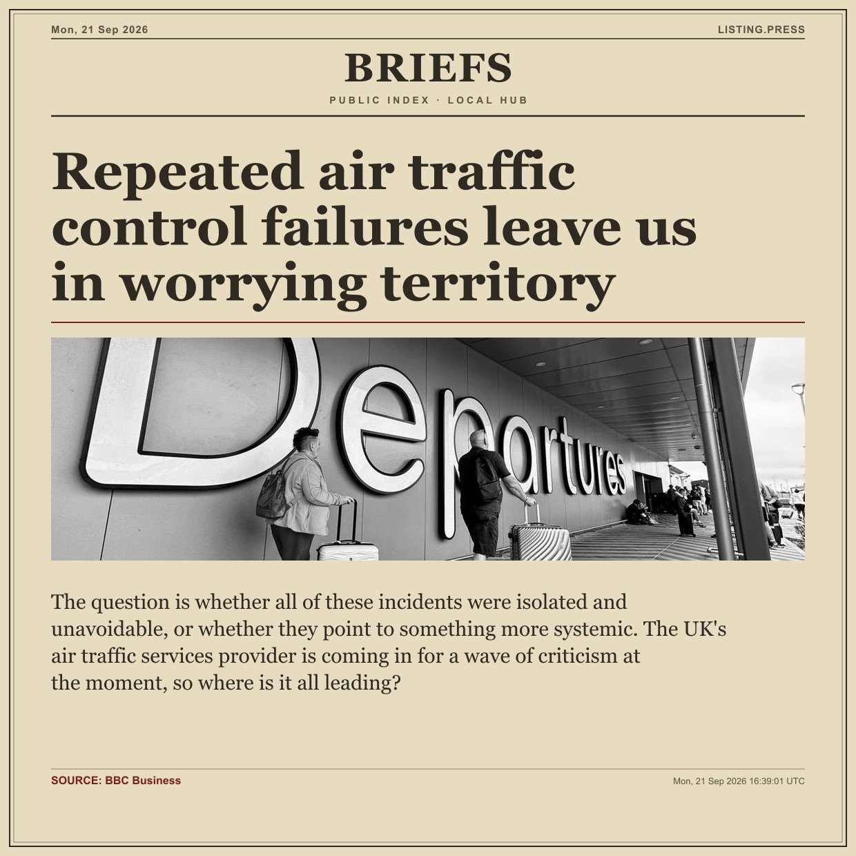 Repeated air traffic control failures leave us in worrying territory