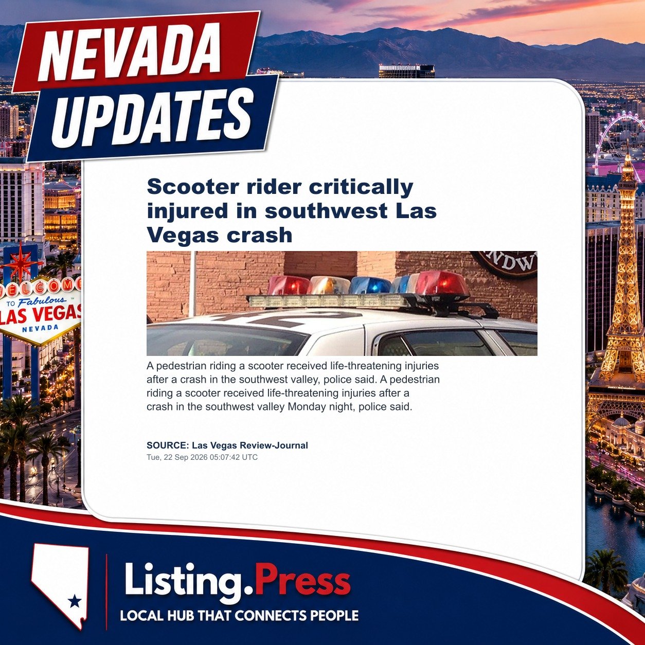 Scooter rider critically injured in southwest Las Vegas crash