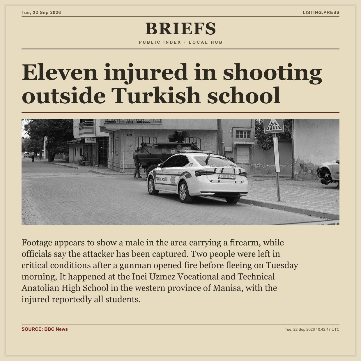 Eleven injured in shooting outside Turkish school