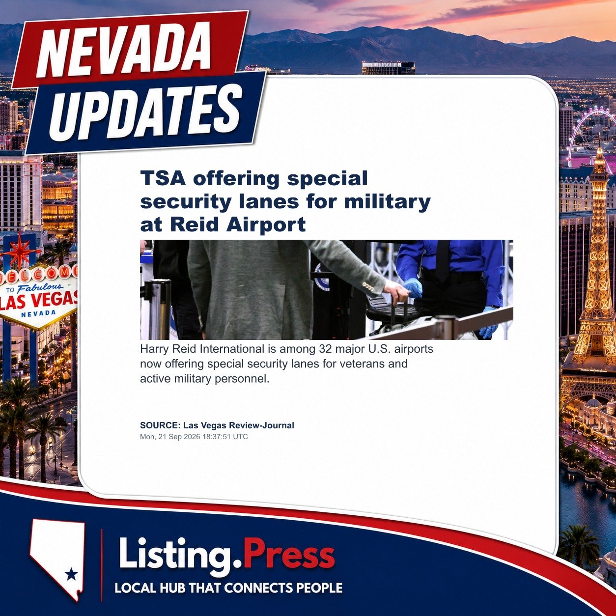 TSA offering special security lanes for military at Reid Airport