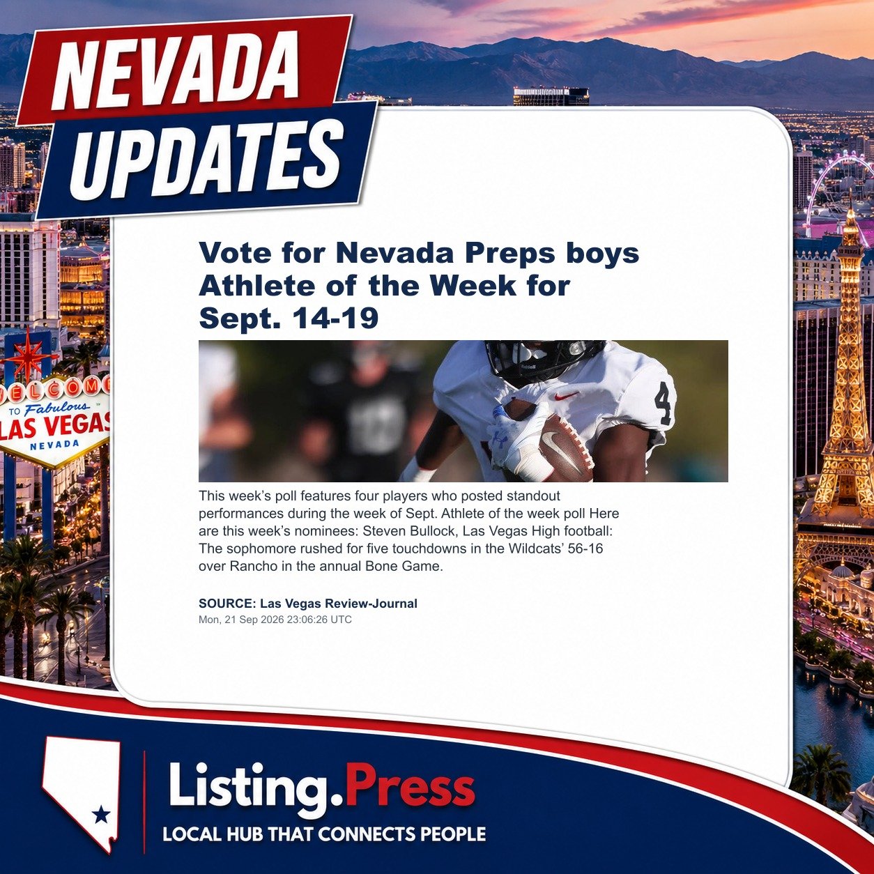 Vote for Nevada Preps boys Athlete of the Week for Sept. 14-19