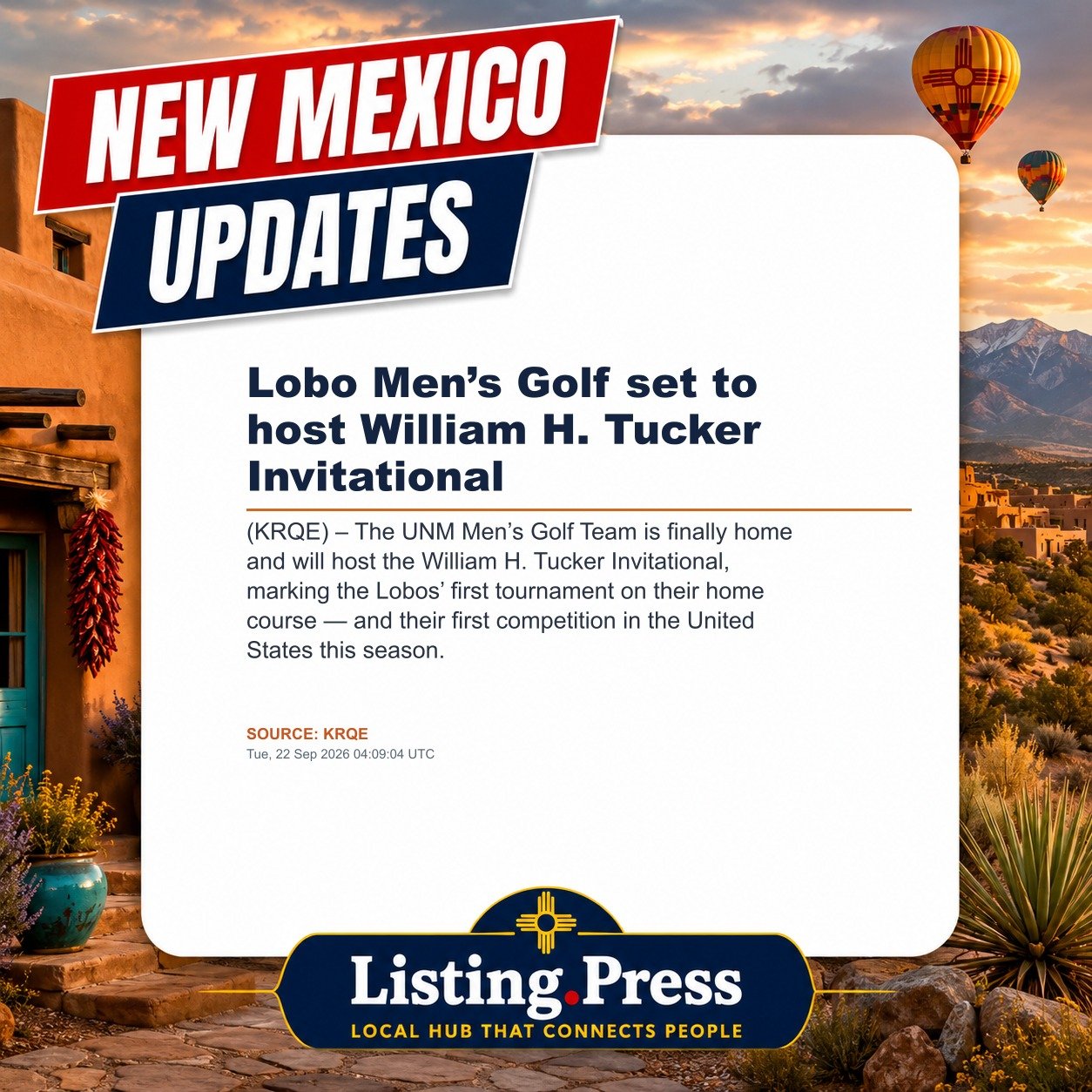 Lobo Men’s Golf set to host William H. Tucker Invitational
