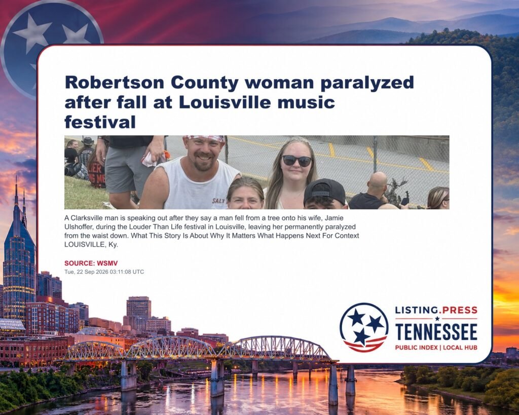 Robertson County woman paralyzed after fall at Louisville music festival