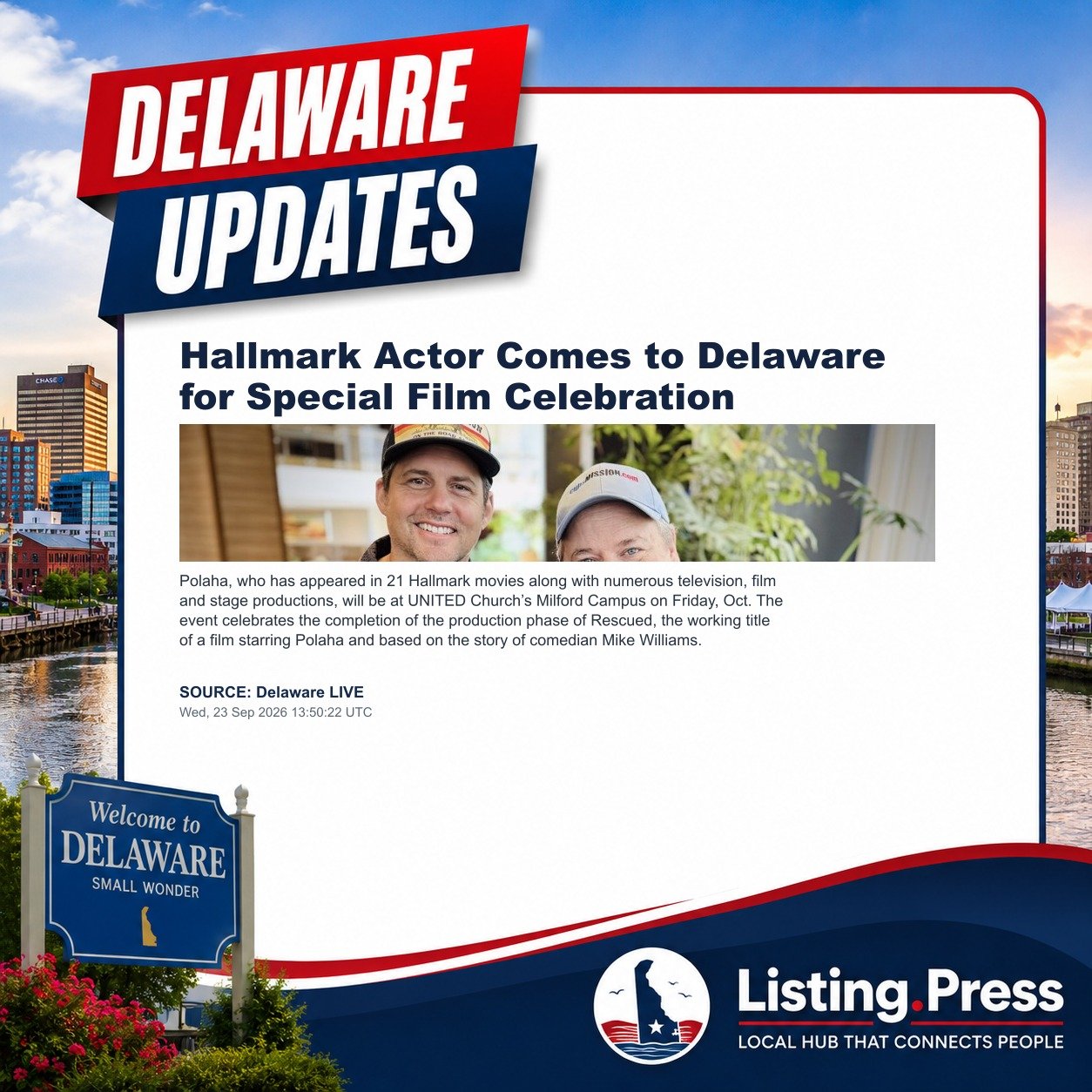 Hallmark Actor Comes to Delaware for Special Film Celebration
