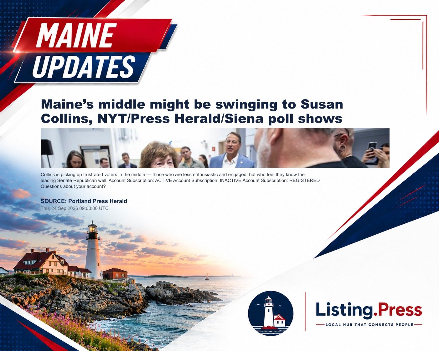 Maine’s middle might be swinging to Susan Collins, NYT/Press Herald/Siena poll shows