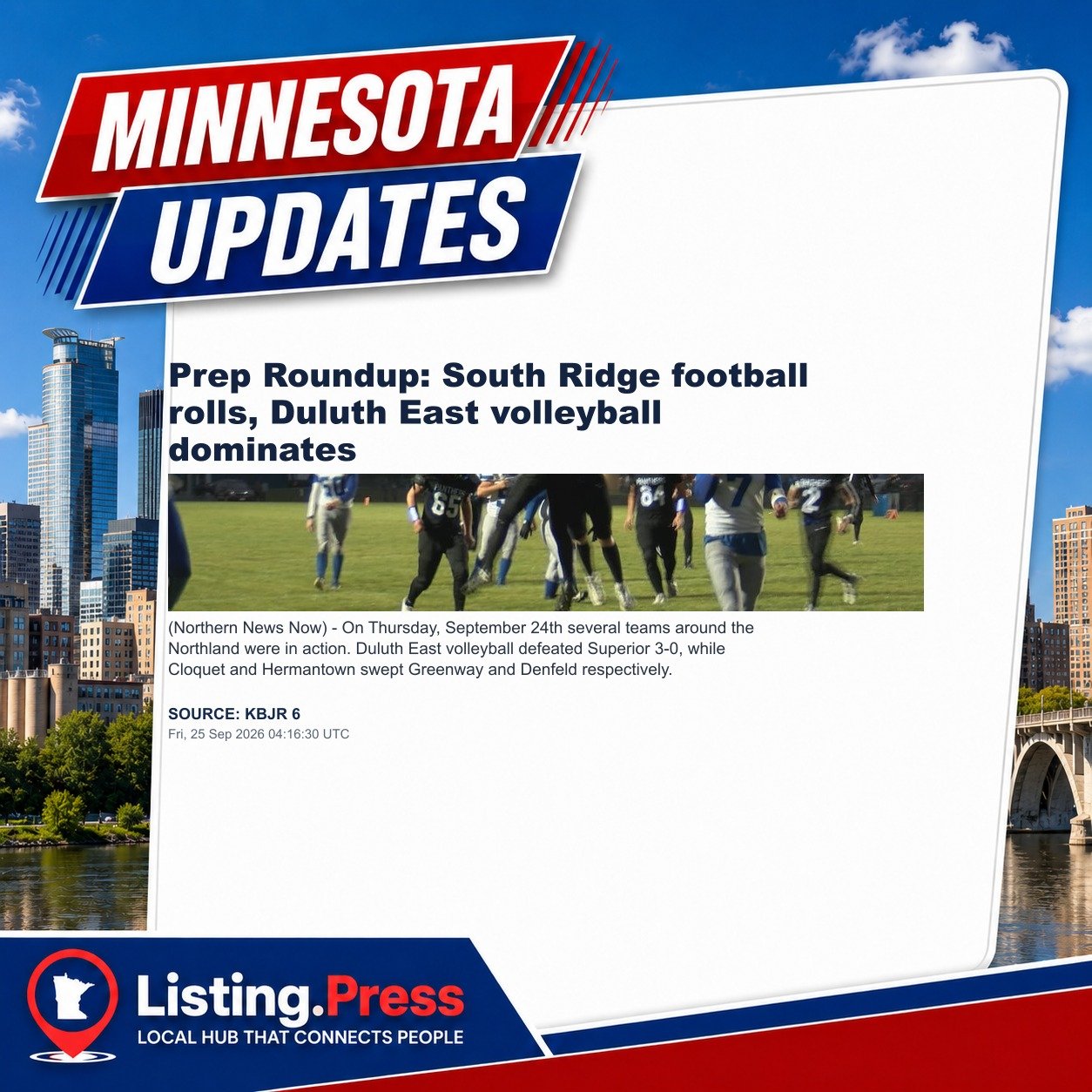Prep Roundup: South Ridge football rolls, Duluth East volleyball dominates