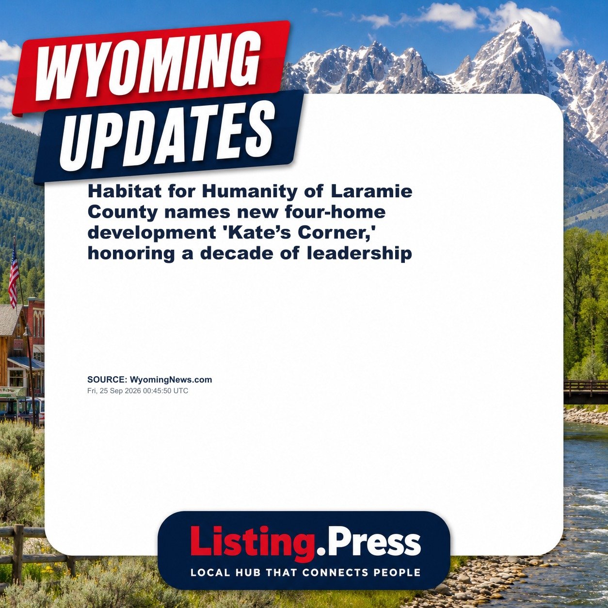 Habitat for Humanity of Laramie County names new four-home development 'Kate’s Corner,' honoring a decade of leadership