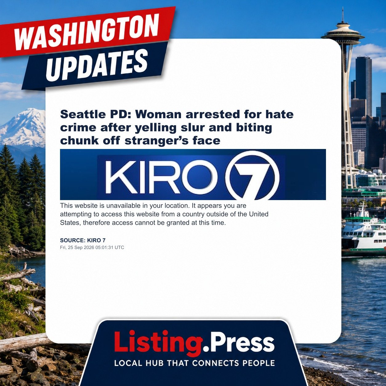 Seattle PD: Woman arrested for hate crime after yelling slur and biting chunk off stranger’s face