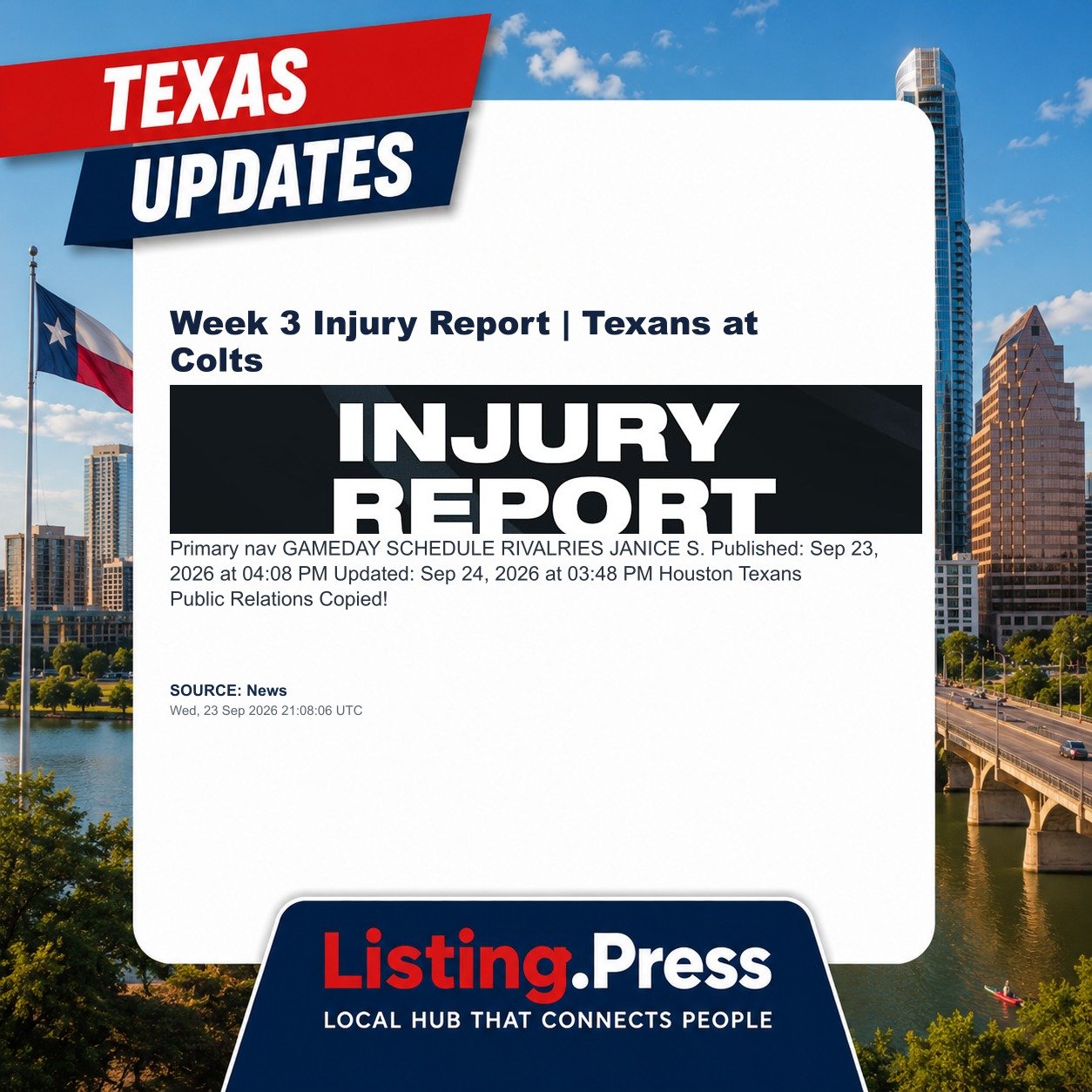 Week 3 Injury Report | Texans at Colts