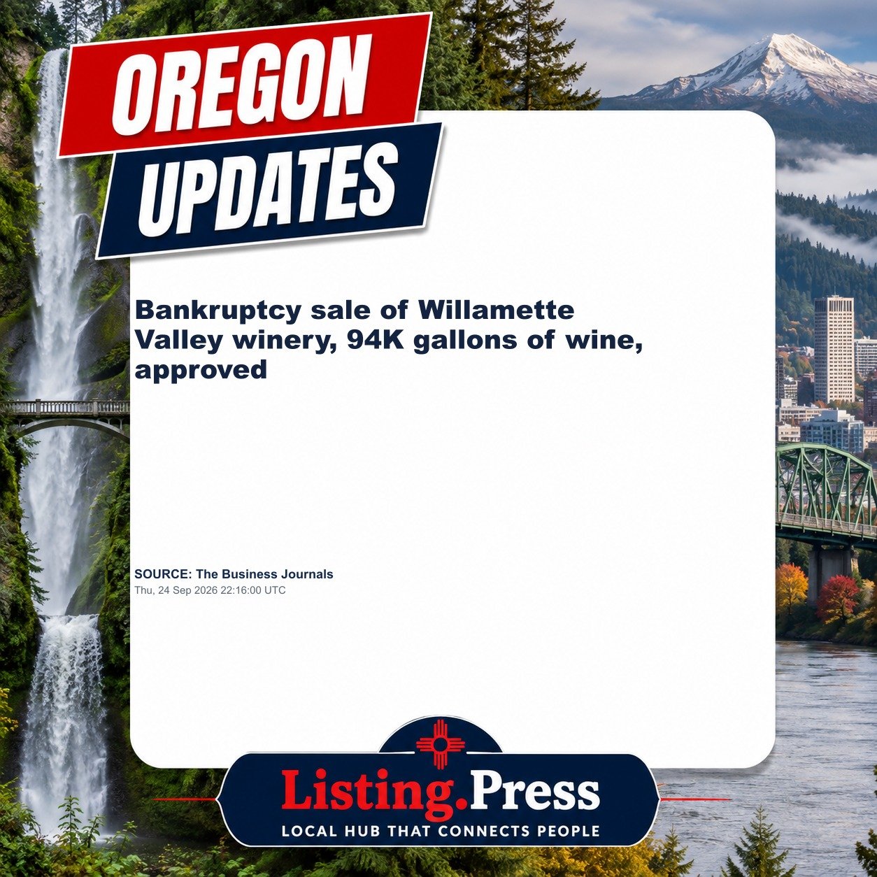 Bankruptcy sale of Willamette Valley winery, 94K gallons of wine, approved