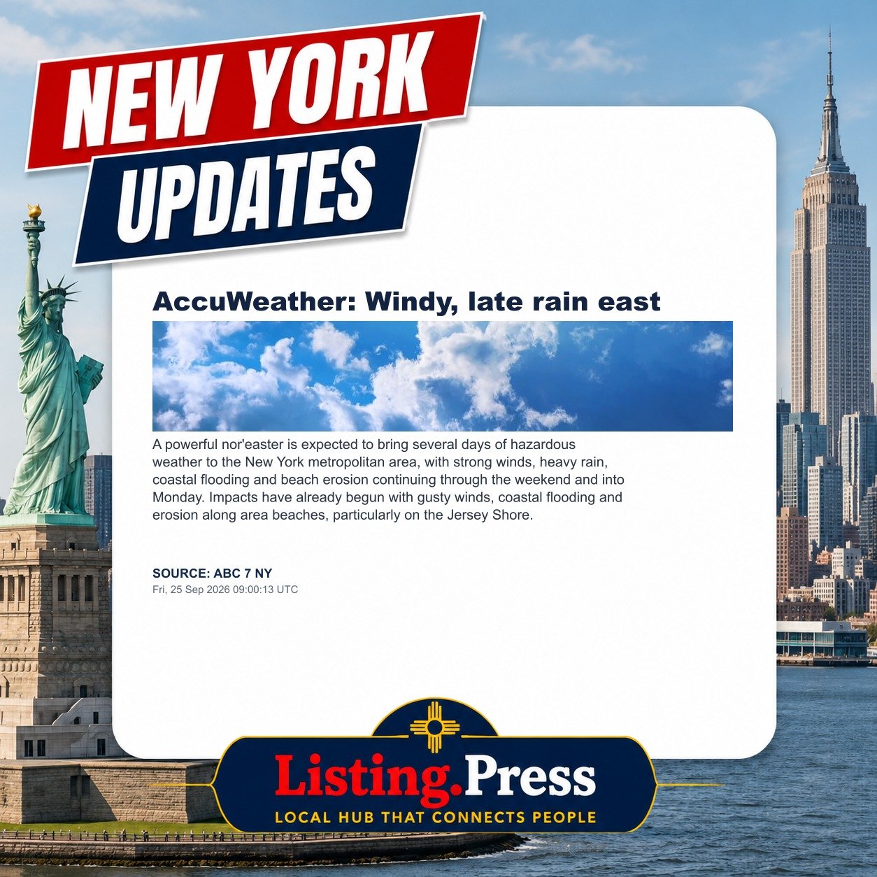 AccuWeather: Windy, late rain east