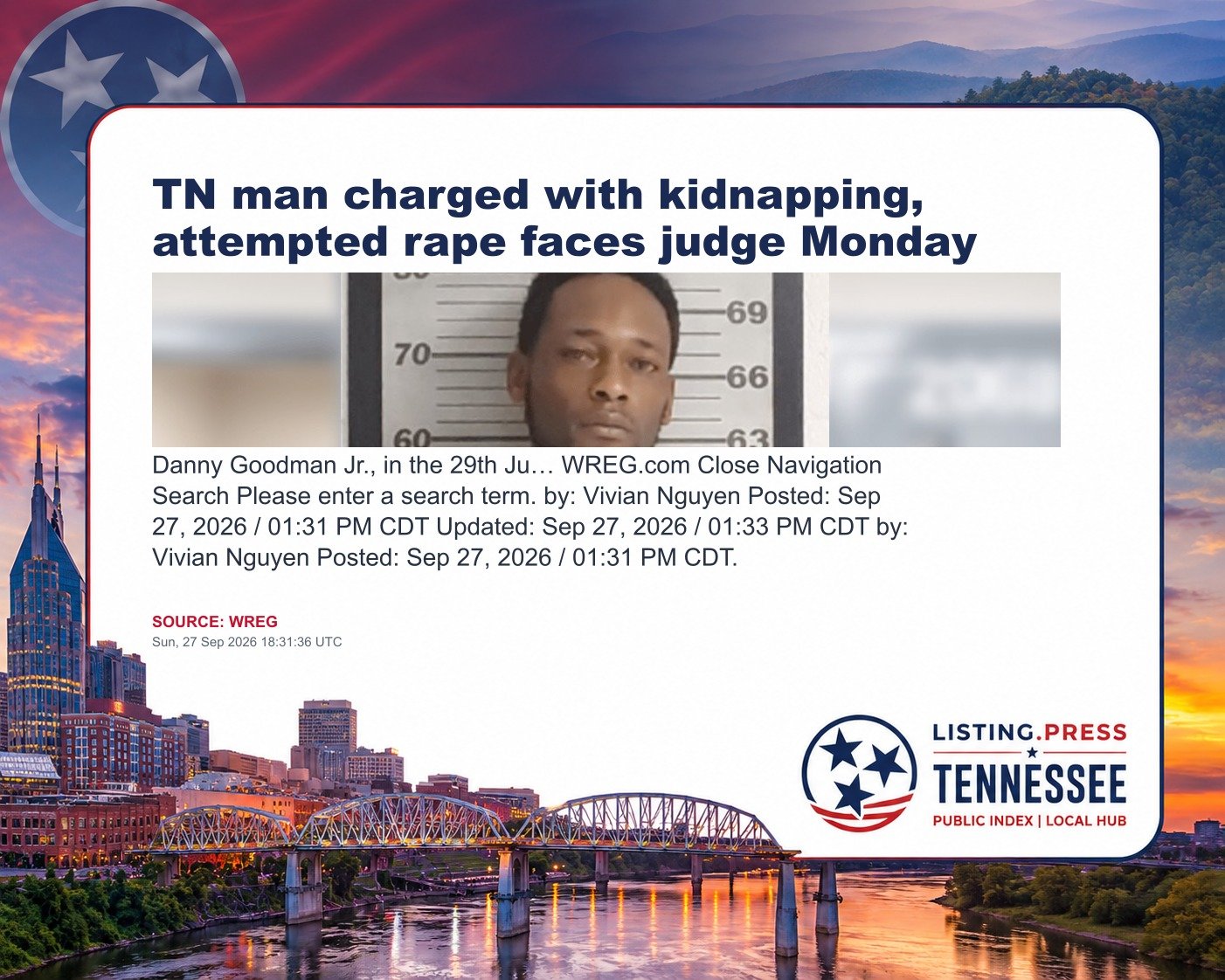 TN man charged with kidnapping, attempted rape faces judge Monday