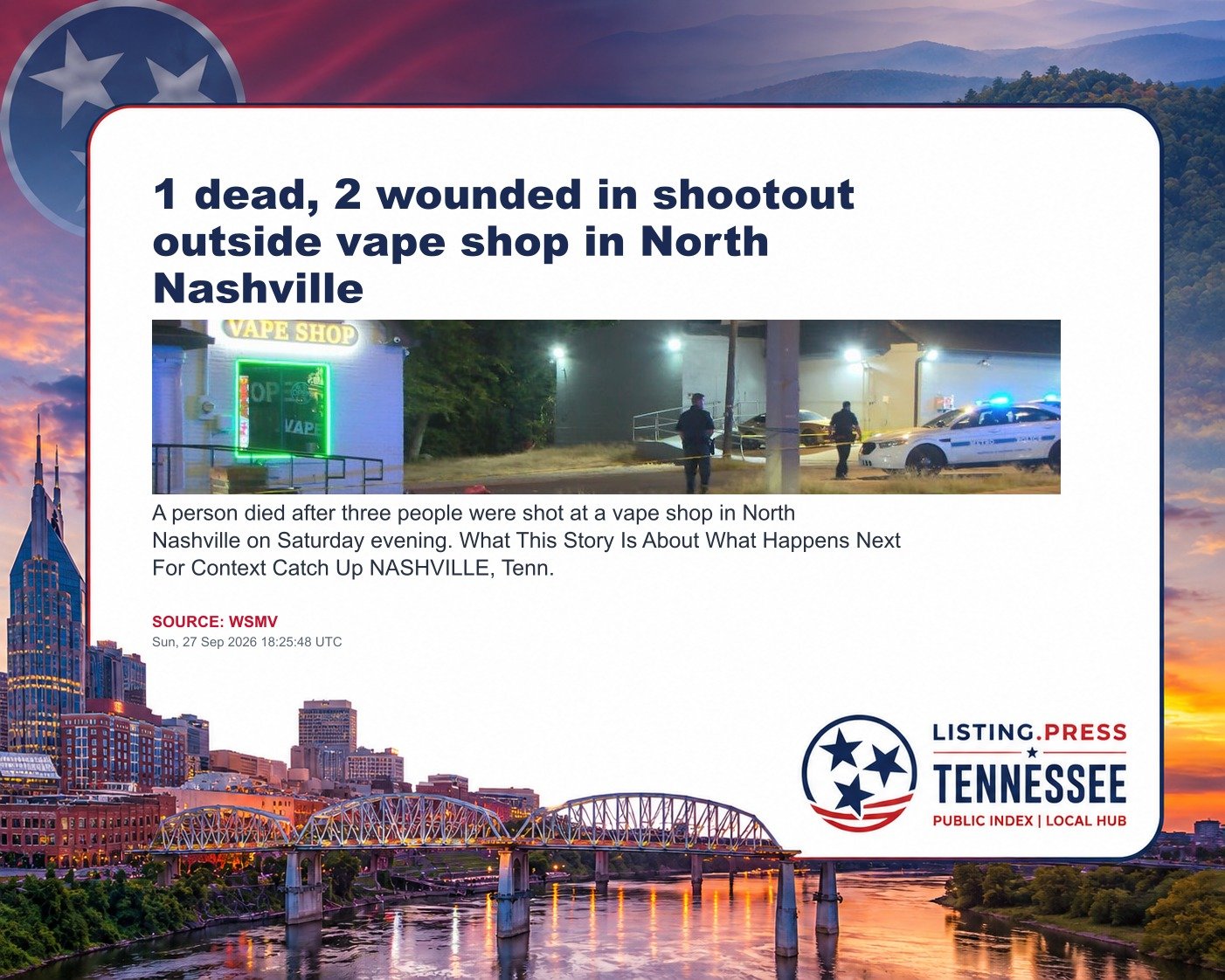 1 dead, 2 wounded in shootout outside vape shop in North Nashville