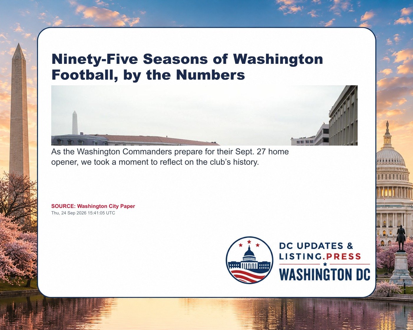 Ninety-Five Seasons of Washington Football, by the Numbers