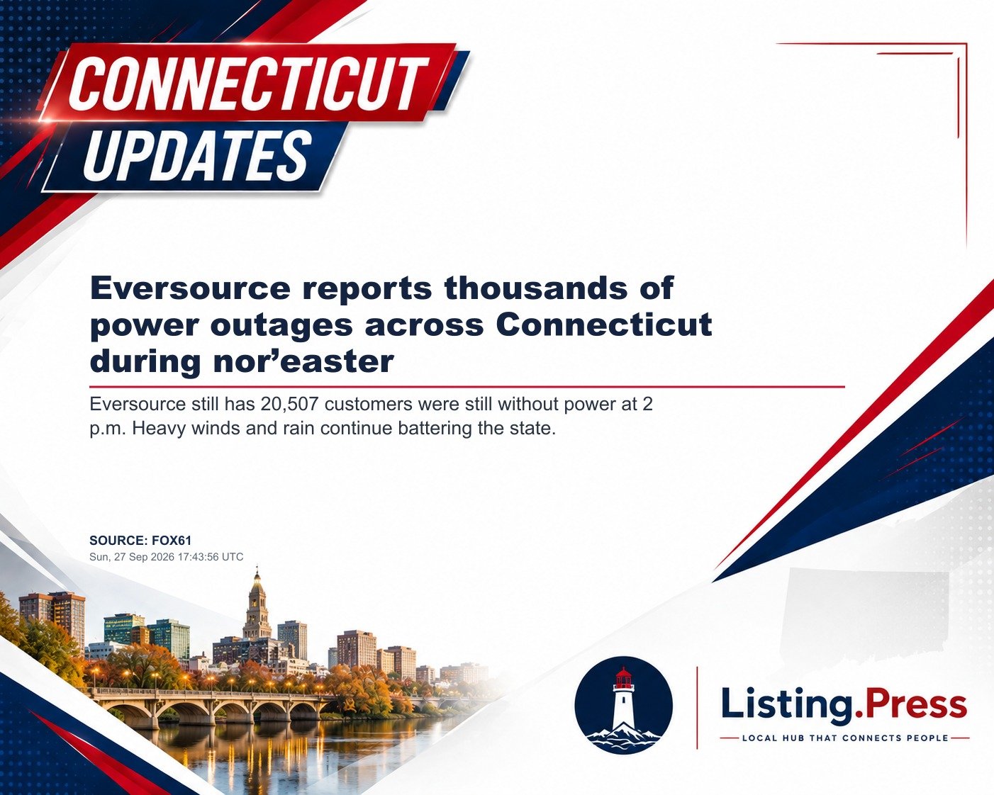 Eversource reports thousands of power outages across Connecticut during nor’easter